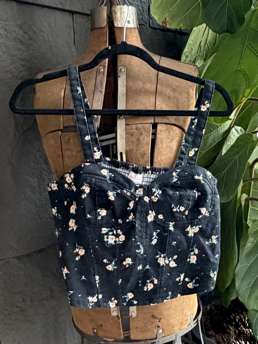 No Boundaries Black Floral Bustier Crop Top